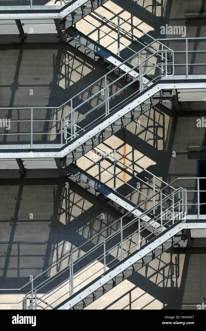 Fluchttreppe Fluchtweg ein Einem Industriegebäude Stockfoto