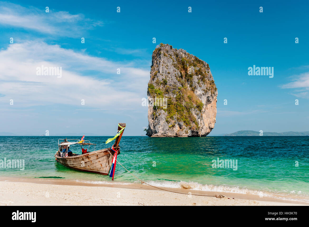 Wasser Taxi Tourismus Long Tail Boot Strand Konzept Stockfoto