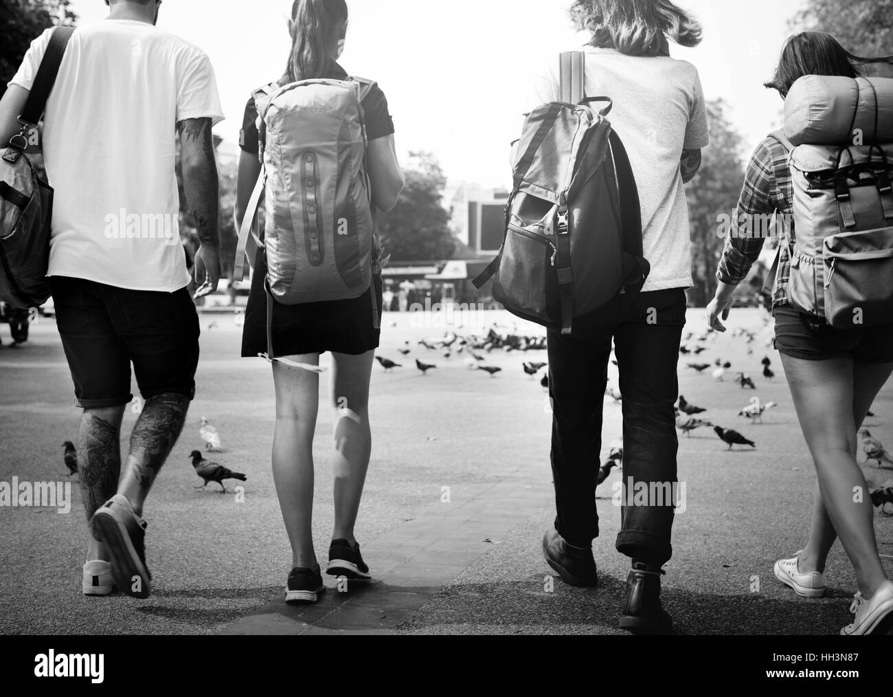 Freunde Reisen Backpacker-Abenteuer-Konzept Stockfoto