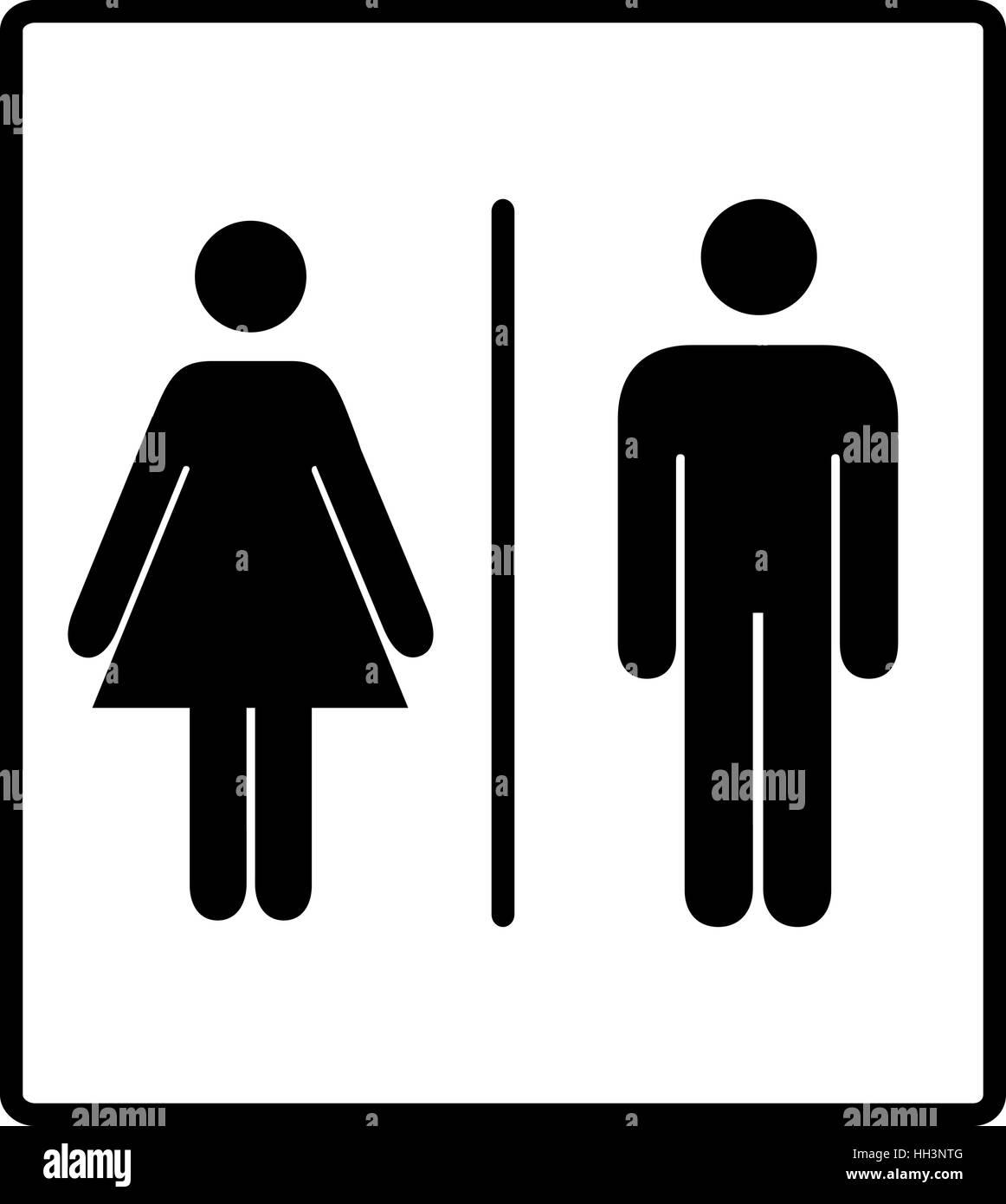 Vektor-Illustration der Herren und Damen WC Schild, Toilette Symbole.  Vektorsymbolen für öffentliche Orte, Banner, isoliert auf weiss, schwarze  silhouette Stock-Vektorgrafik - Alamy