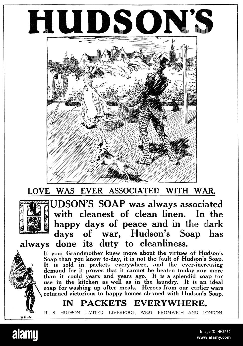 1917 britischen Werbung für Hudson Soap Stockfoto