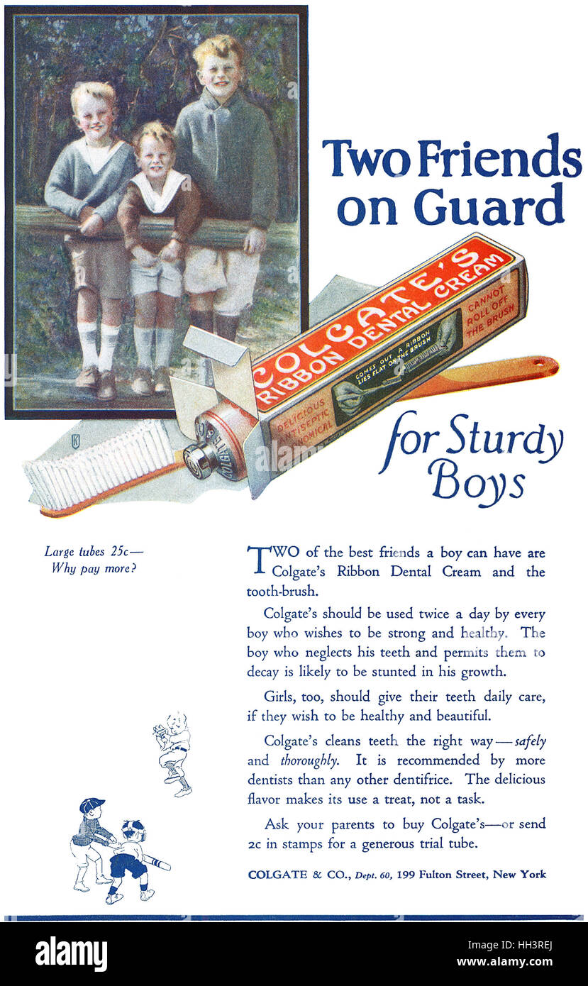 1922 USA Werbung für Colgate Zahnpasta Stockfoto