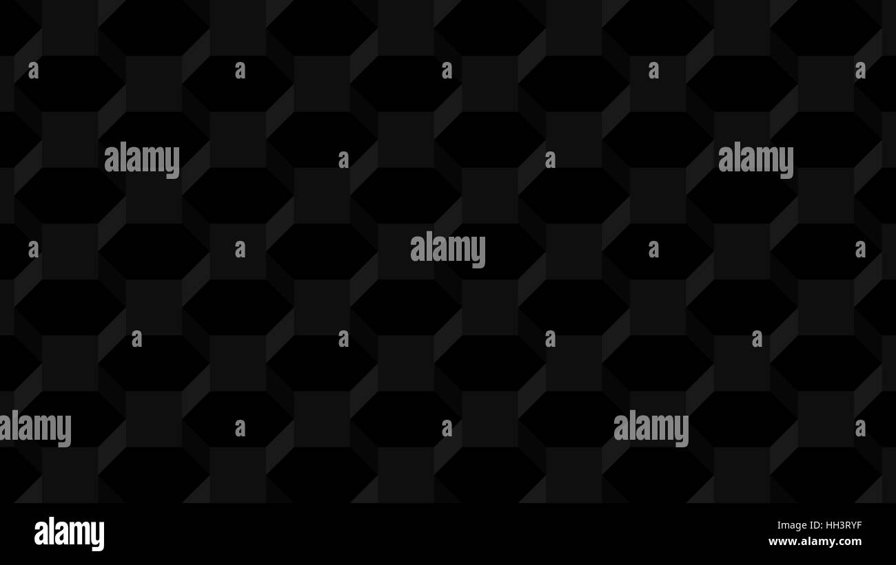 Isometrische Sechseck Fliesenmuster - 3D geometrische abstrakte Hintergrundbild (schwarz) Stockfoto