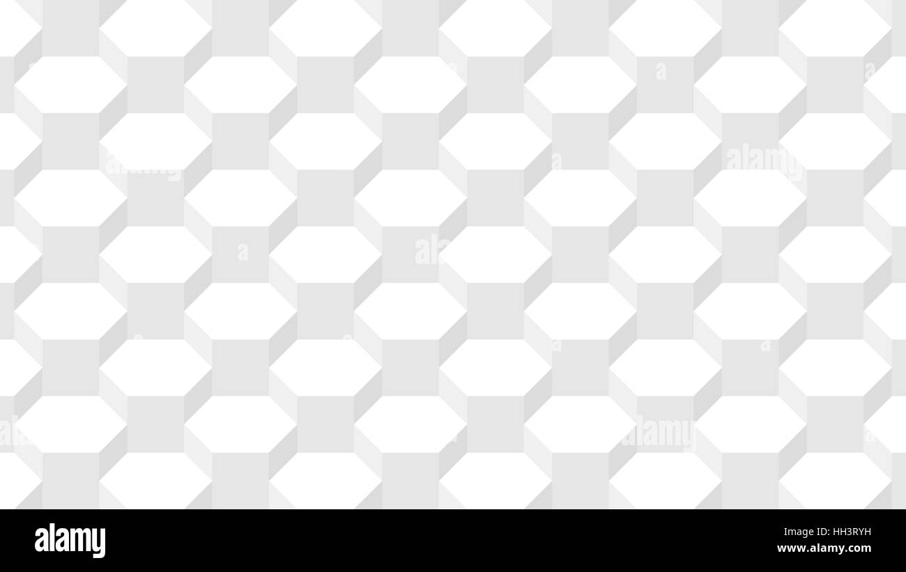 Isometrische Sechseck Fliesenmuster - 3D geometrische abstrakte Hintergrundbild (weiß) Stockfoto