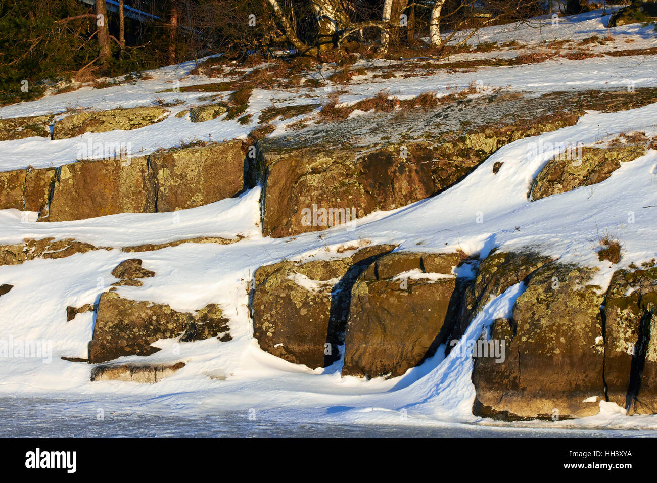 verschneite Landschaft, Finnland Stockfoto