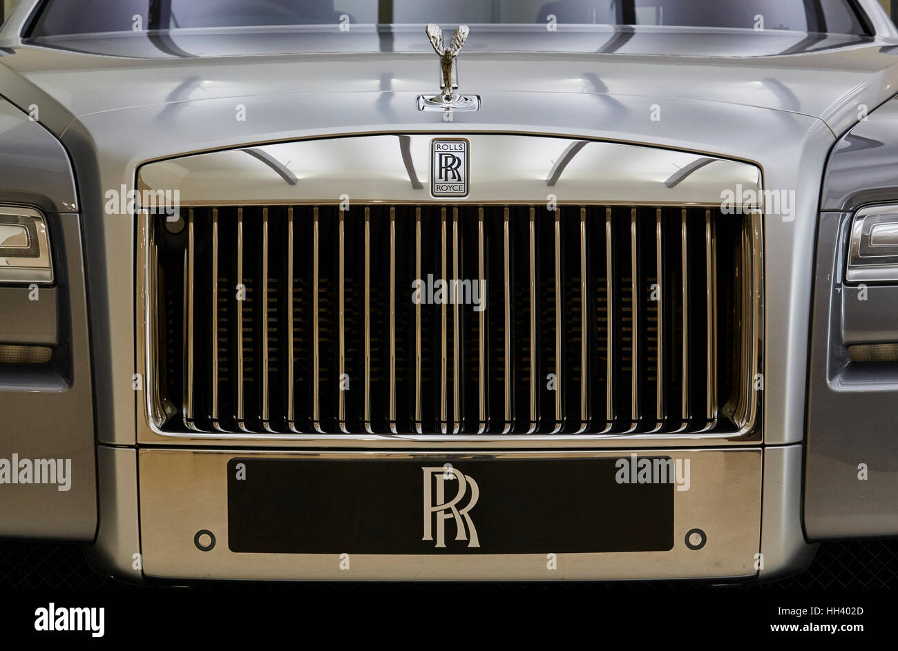 Spirit of Ecstasy, Rolls-Royce Motor Cars Motor Grill, Muse, Muse Rolls Royce, Silver Lady Silber Fee, Rolls Royce Motoren Stockfoto