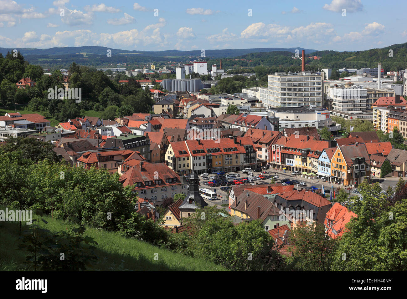 Skyline von Kulmbach, Upper Franconia, Bayern, Deutschland Stockfoto