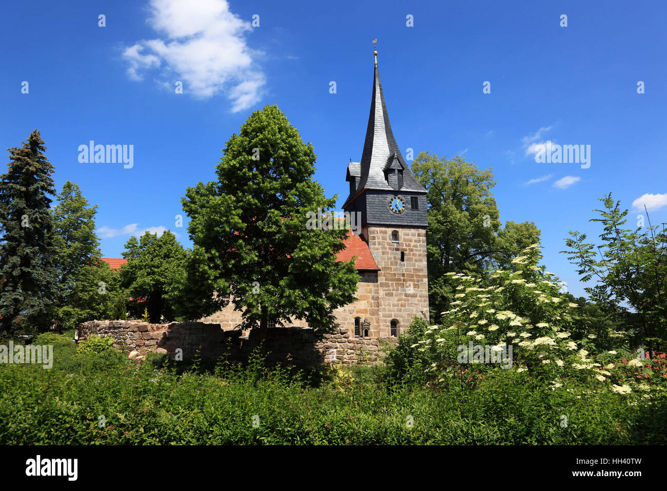 Kirche St. Sixtus und St. Lorenz, einschiffige Kirche, Willmersreuth ist Teil der Gemeinde Mainleus, Landkreis Kulmbach Stockfoto