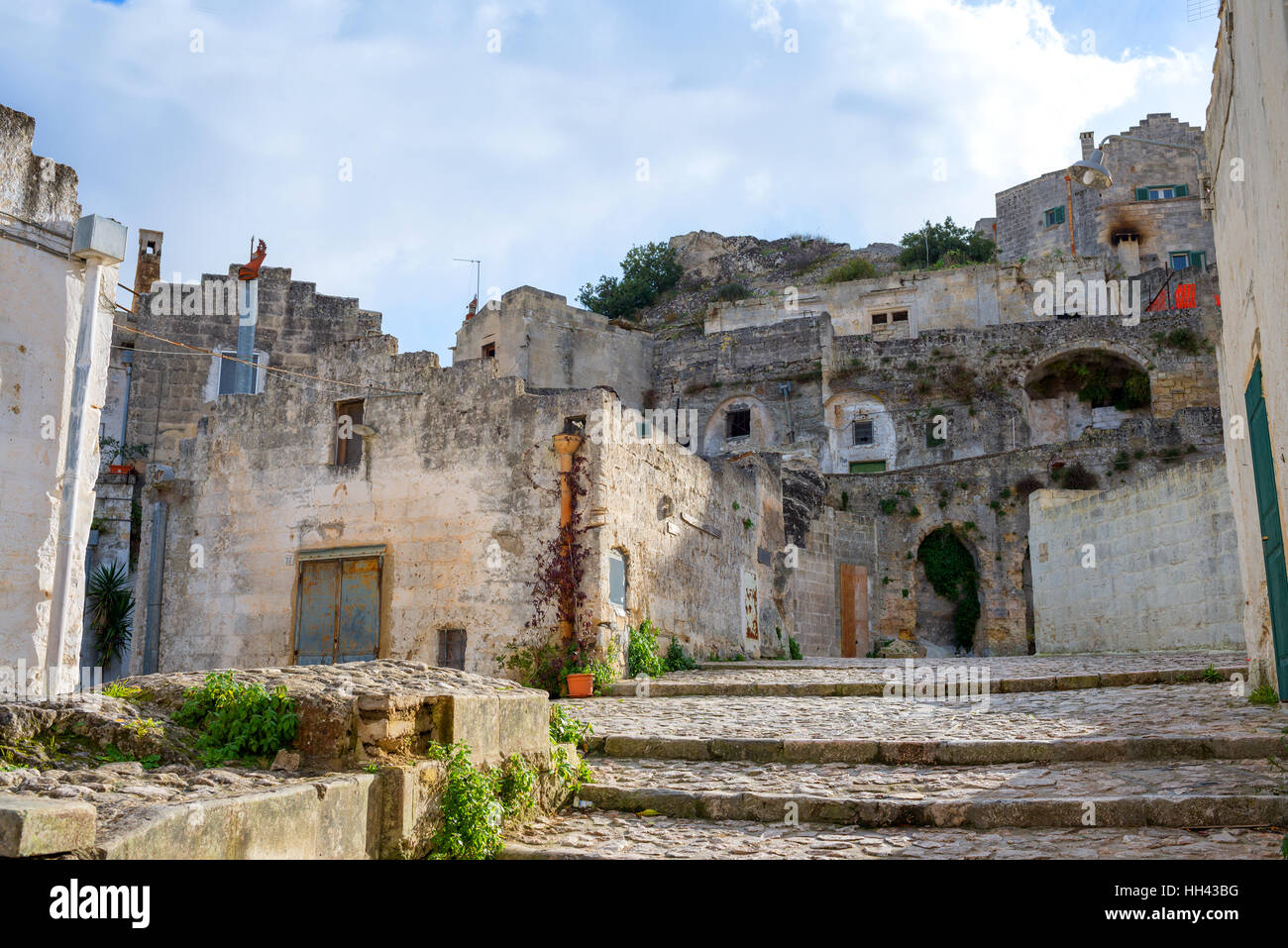 Ansicht von Sassi. Matera ist die italienische Stadt Kulturhauptstadt Europas im Jahr 2019 und Weltkulturerbe Stockfoto