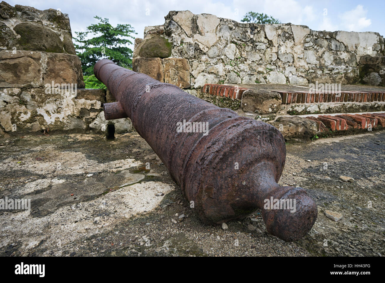 Vintage Kanone im spanischen Festung Panama Stockfoto