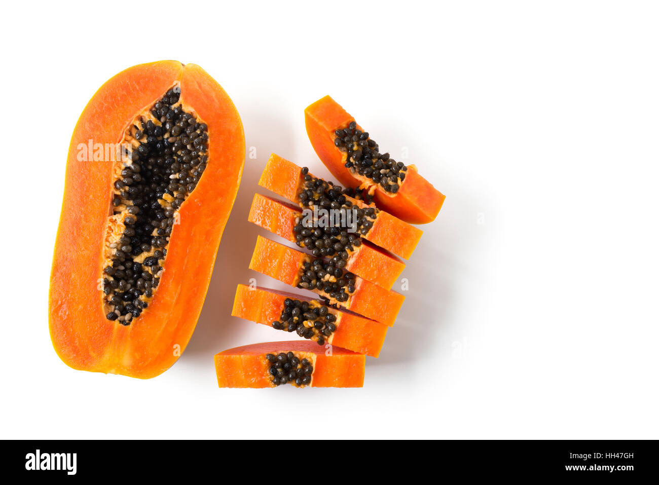 Papaya isoliert auf weißem Hintergrund Stockfoto