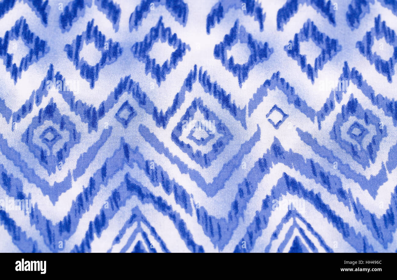 Blaue und weiße Stoff Closeup Hintergrundbild. Stockfoto
