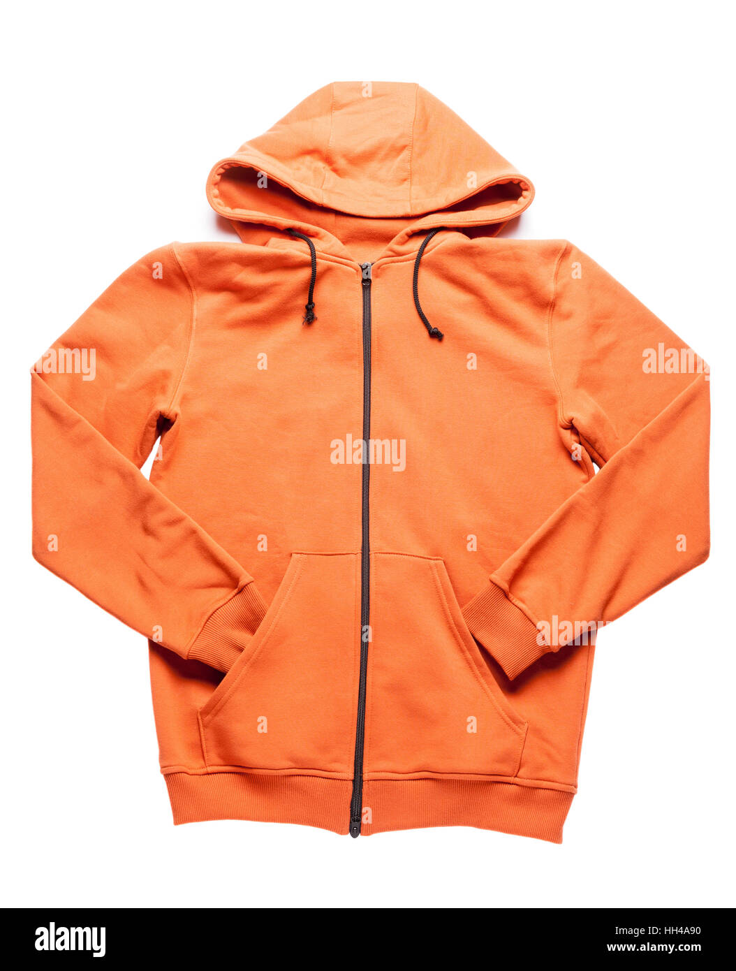 Orange Hoodie isoliert auf weißem Hintergrund Stockfoto