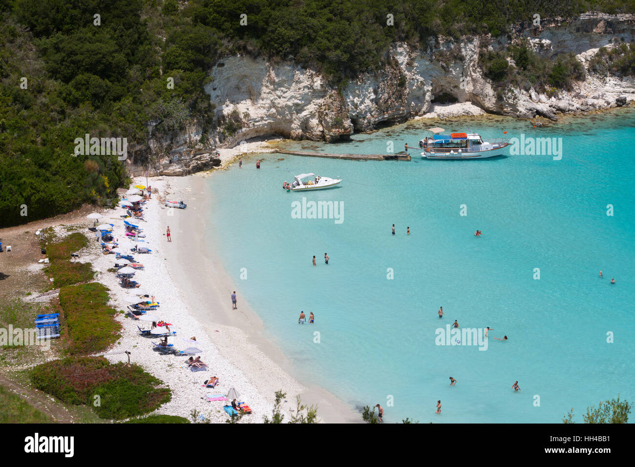 Voutoumi Strand, Antipaxos, Ionische Inseln, griechische Inseln, Griechenland, Europa Stockfoto