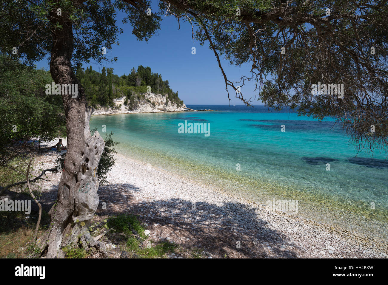 Marmaria Strand an der Ostküste, Paxos, Ionische Inseln, griechische Inseln, Griechenland, Europa Stockfoto