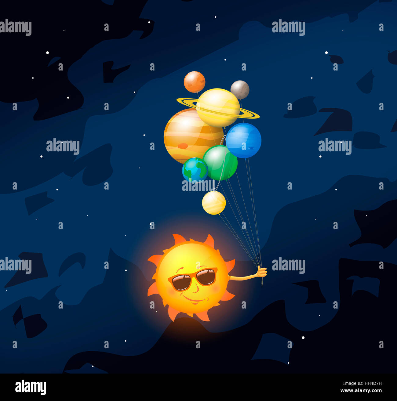 Bild der Planeten als Sprechblasen dargestellt. Stockfoto