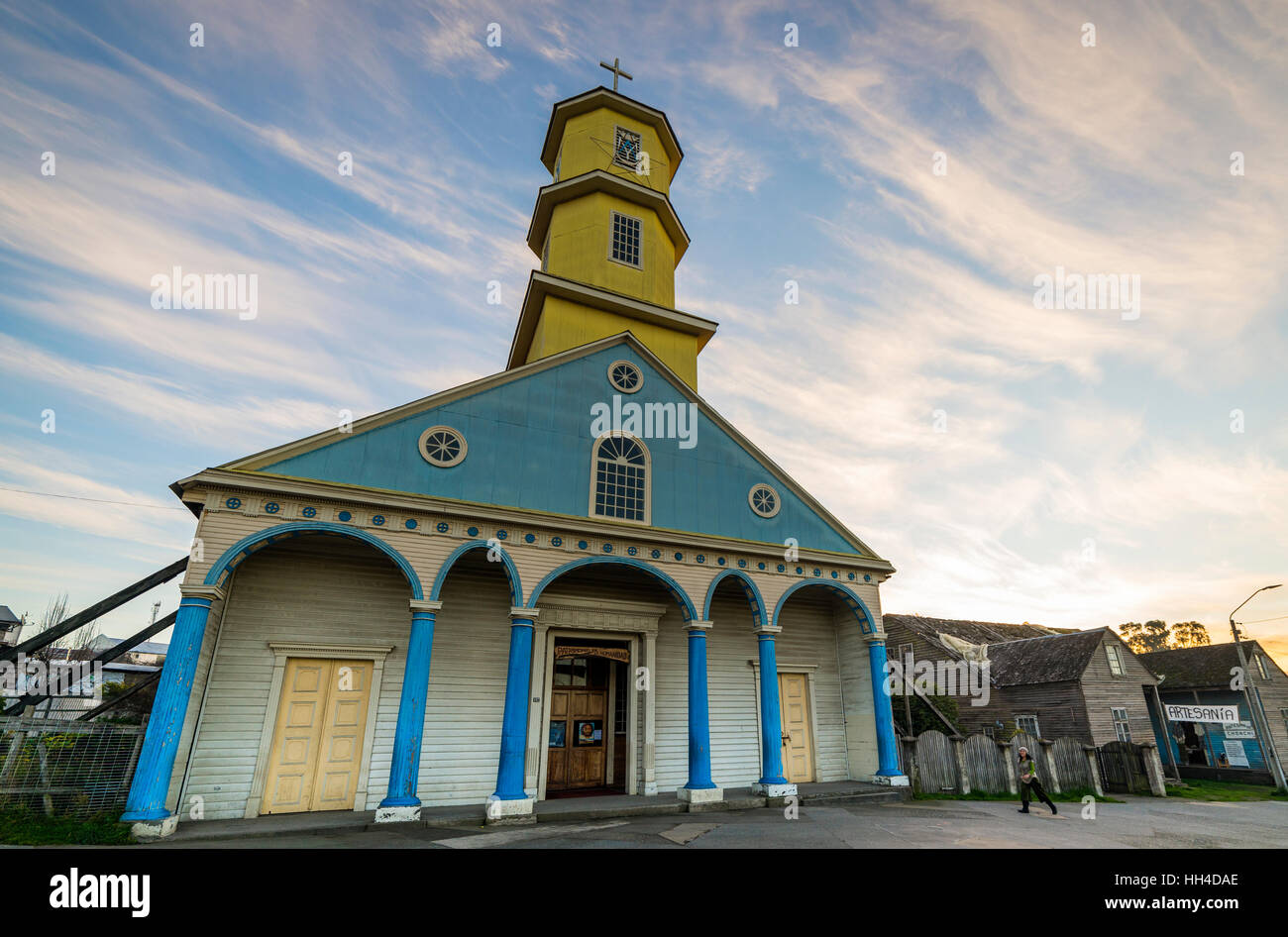 Große Insel Chiloé. Die Seen, Chile. kirche. Kirchen von chiloe Stockfoto