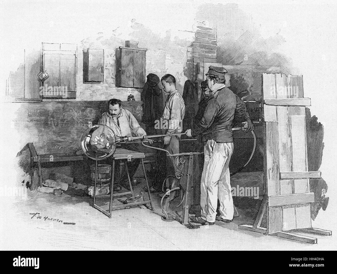 Linsenherstellung, Frankreich Stockfoto