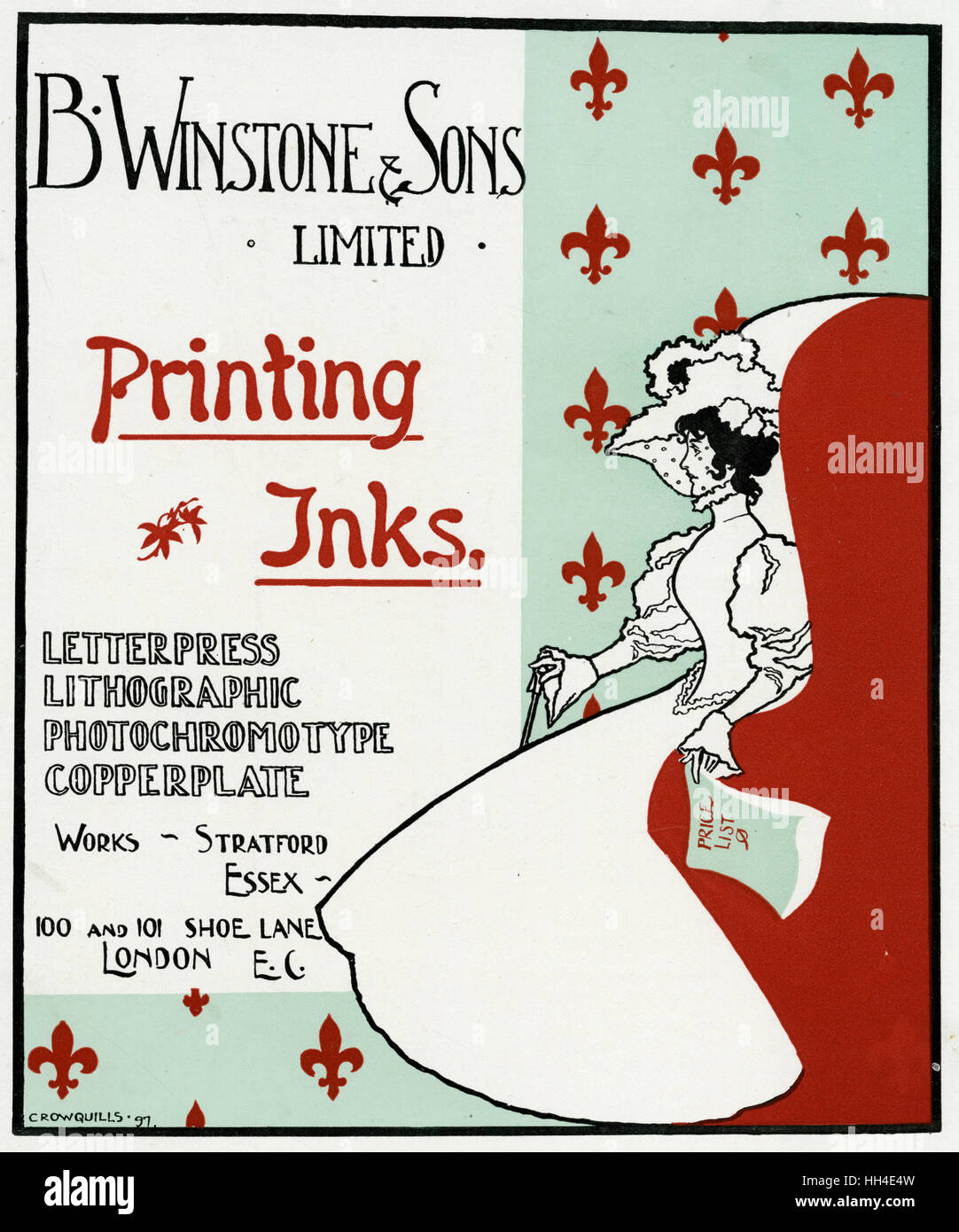 Werbung Für Winstone Tinten 1897 Stockfoto
