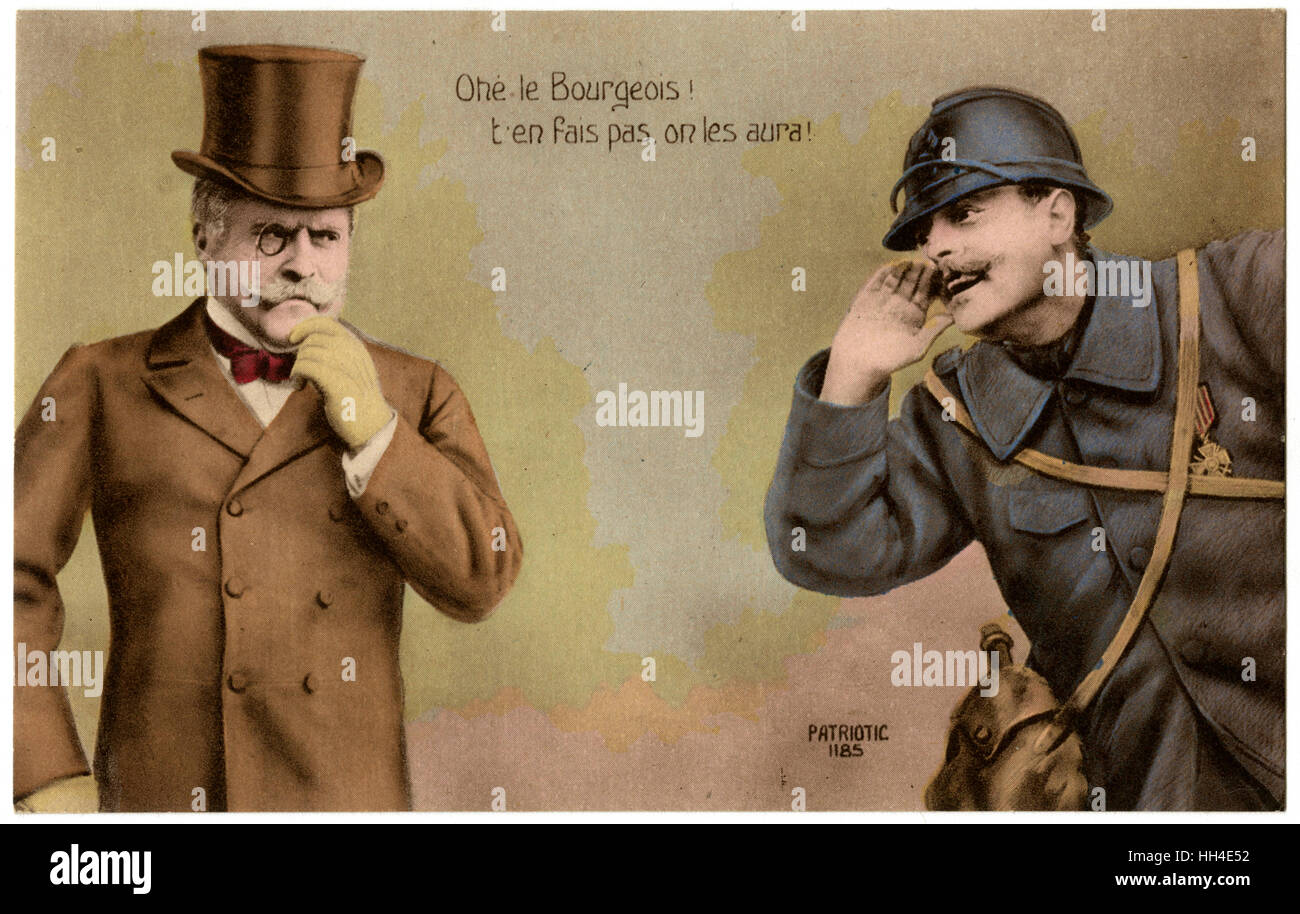 WW1 POSTKARTEN BOURGEOIS Stockfoto