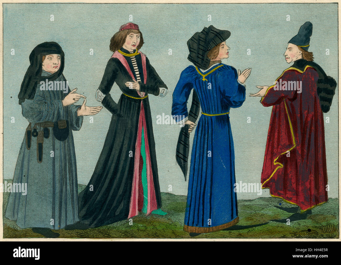 Vier Engländer aus dem 15.. Jahrhundert Stockfoto