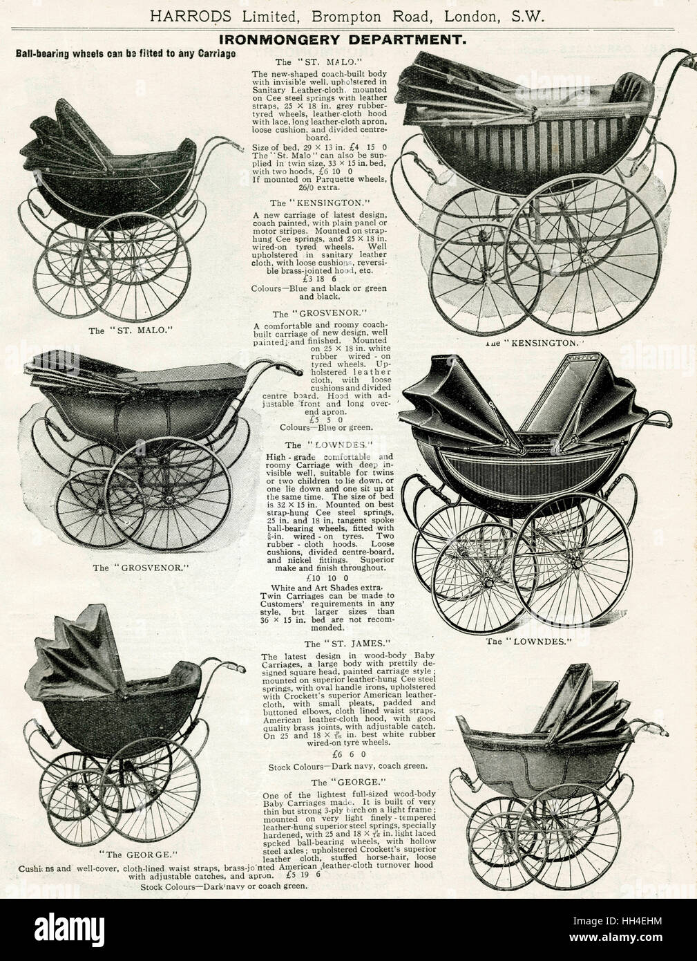 Handelskatalog für Kinderwagen 1911 Stockfoto