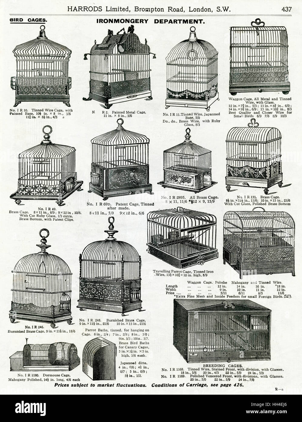 Handelskatalog für Vogelkäfige 1911 Stockfoto