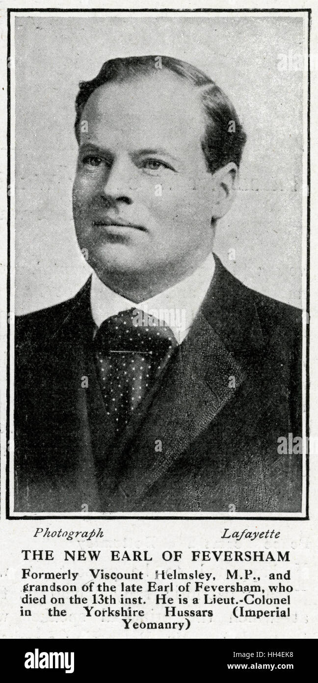 Viscount Helmsley wird zum 2.. Earl of Feversham 1915 Stockfoto