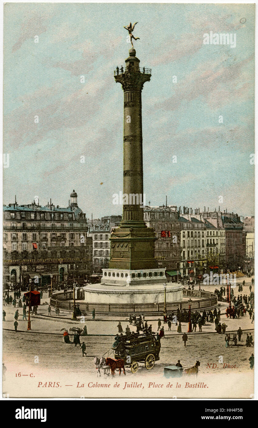 Die Juli-Säule, Place de la Bastille, Frankreich Stockfoto