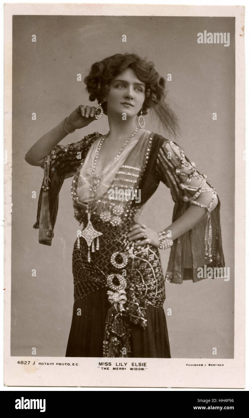 Miss Lily Elsie in "die Merrie-Witwe" Stockfoto