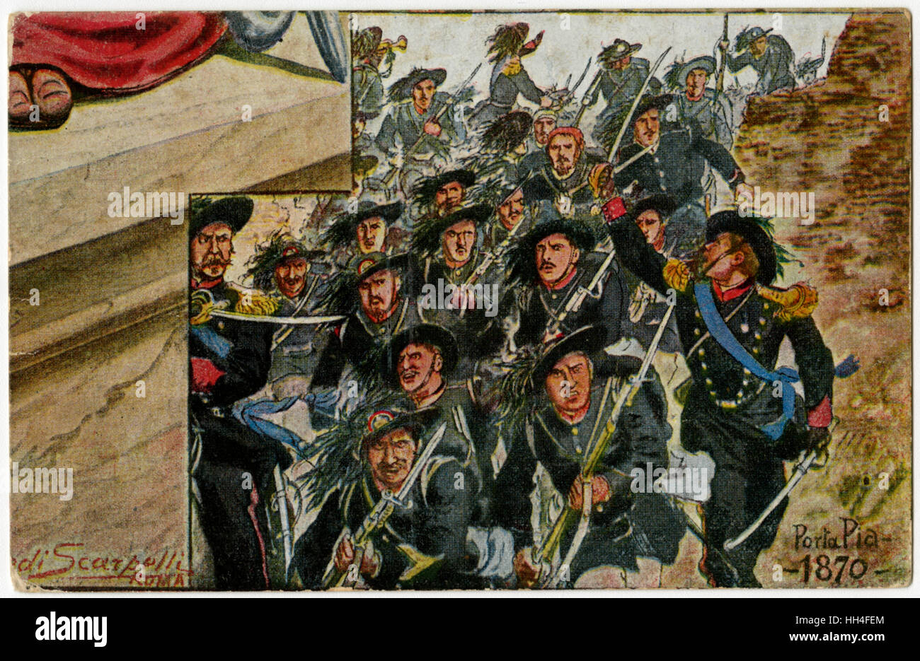 Die 'Bersaglieri' nehmen die Porta Pia - Rom - Risorgimento Stockfoto