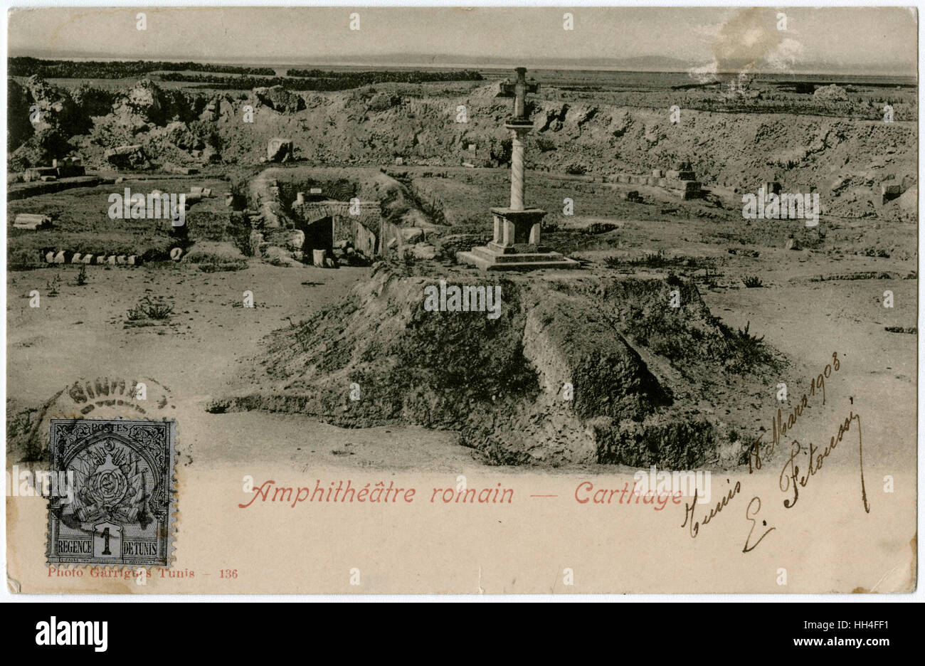 Reste des römischen Amphitheaters, Karthago, Tunesien Stockfoto