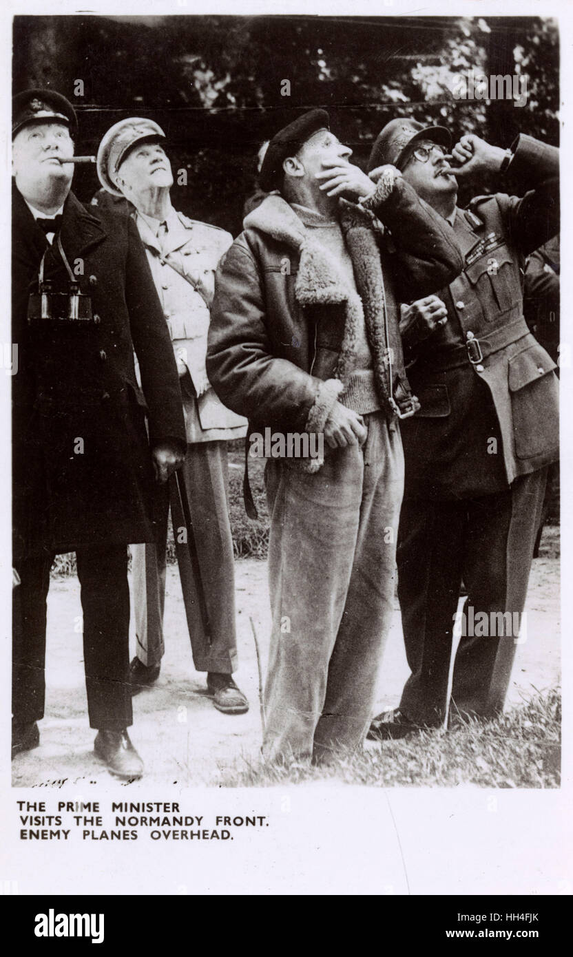 Premierminister Churchill und Montgomery in der Normandie Stockfoto