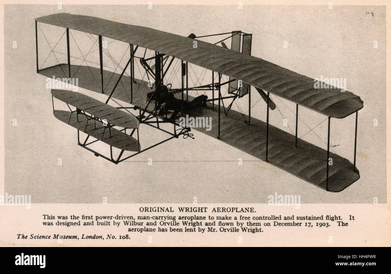 Der original 1903 Wright Flyer geliehen von Orville Wright für die Anzeige im Science Museum, London. Stockfoto