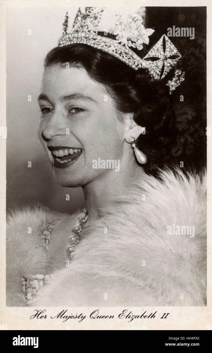 Seine königliche Hoheit Königin Elizabeth II (1926-). Sie trägt die George IV Zustand Diadem oder Diamant-Diadem. Stockfoto