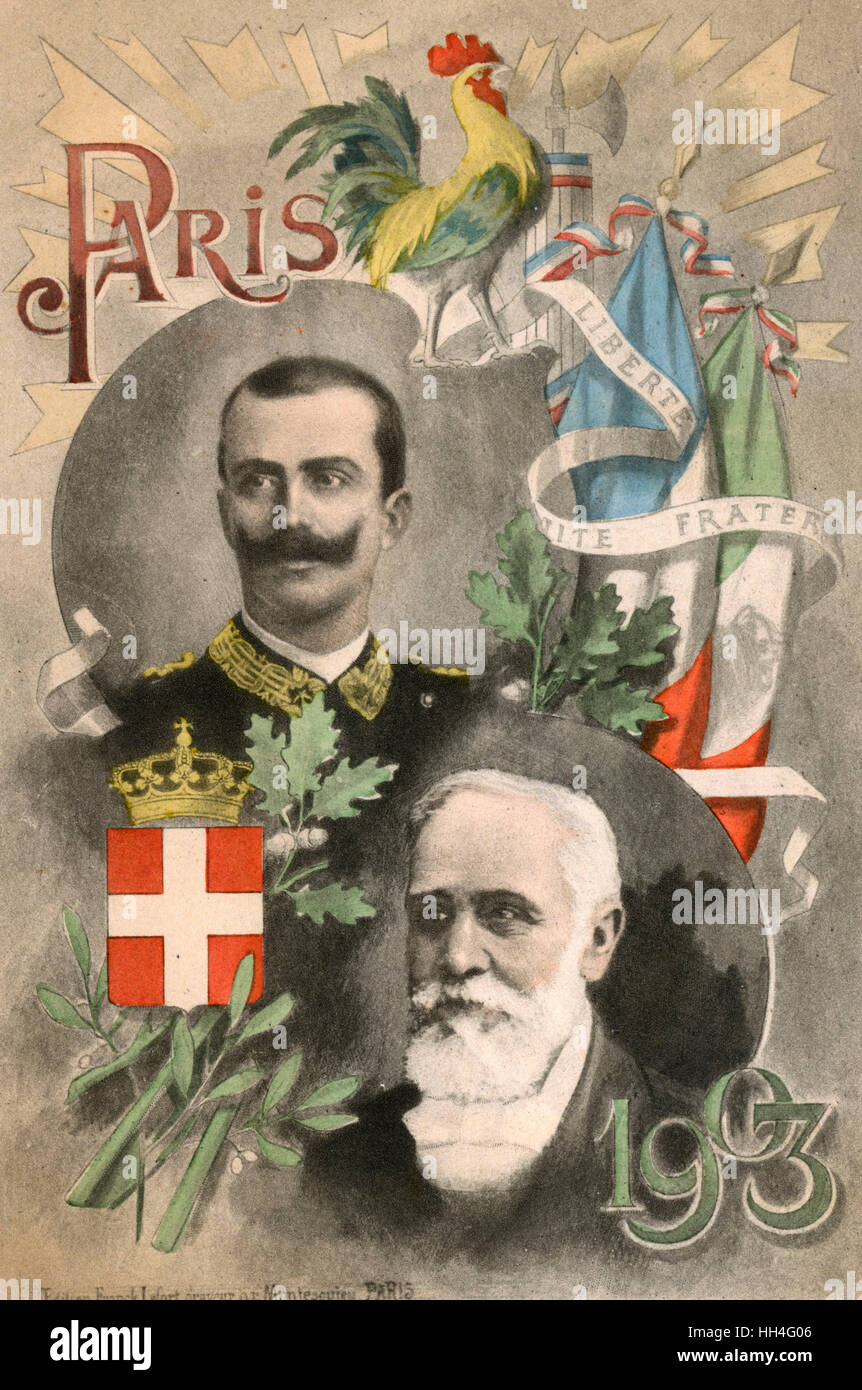Präsident Emile Francois Loubet und König Victor Emmanuel III Stockfoto