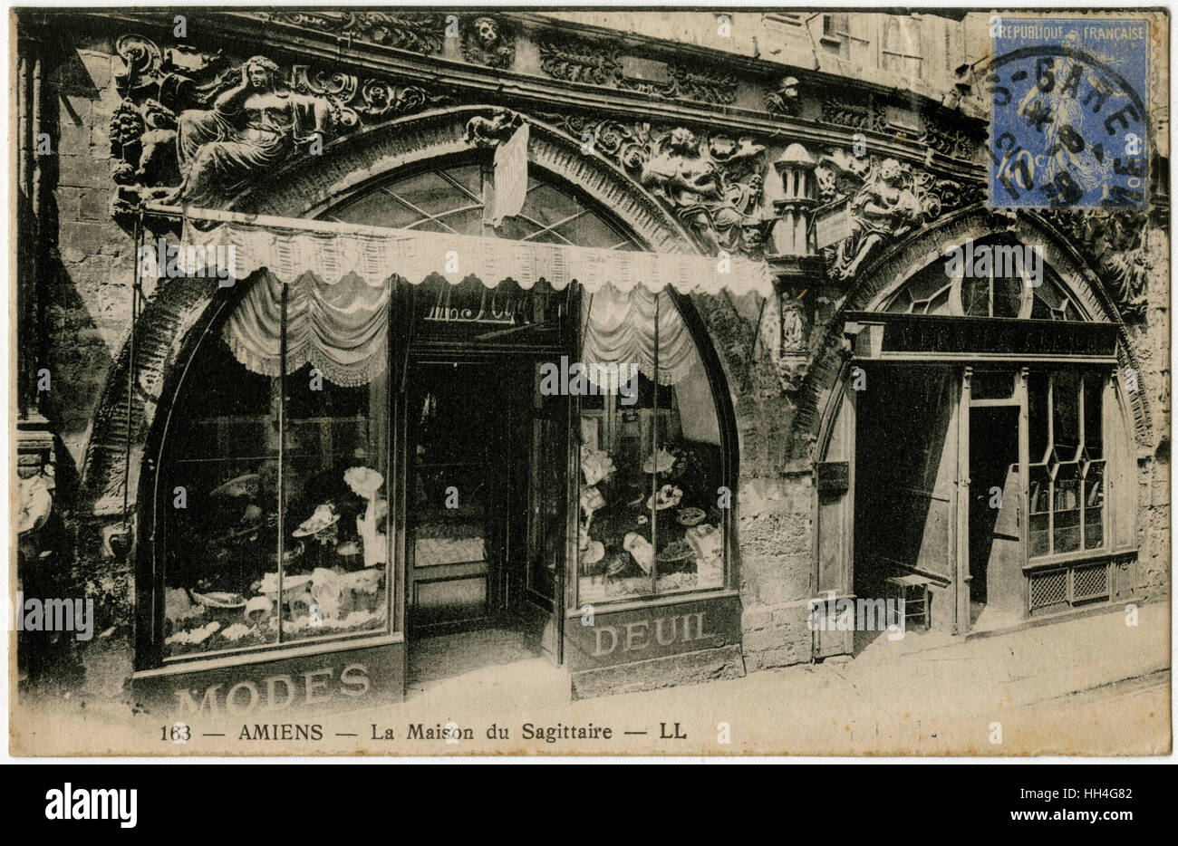 Amiens, Frankreich - La Maison du Sagittaire - Lady Milliner Stockfoto