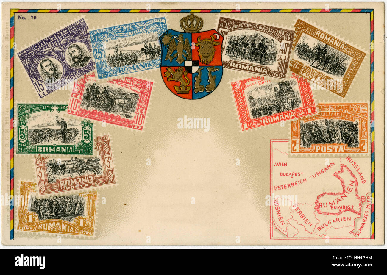 Stempelkarte von Ottmar Zeihar - Rumänien Stockfoto