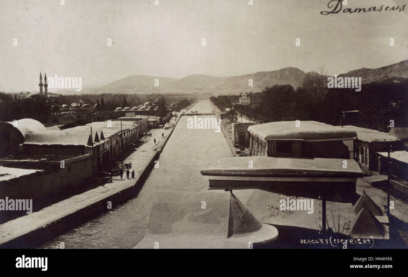 Damaskus, Syrien - Barada Fluss und Brücke Stockfoto