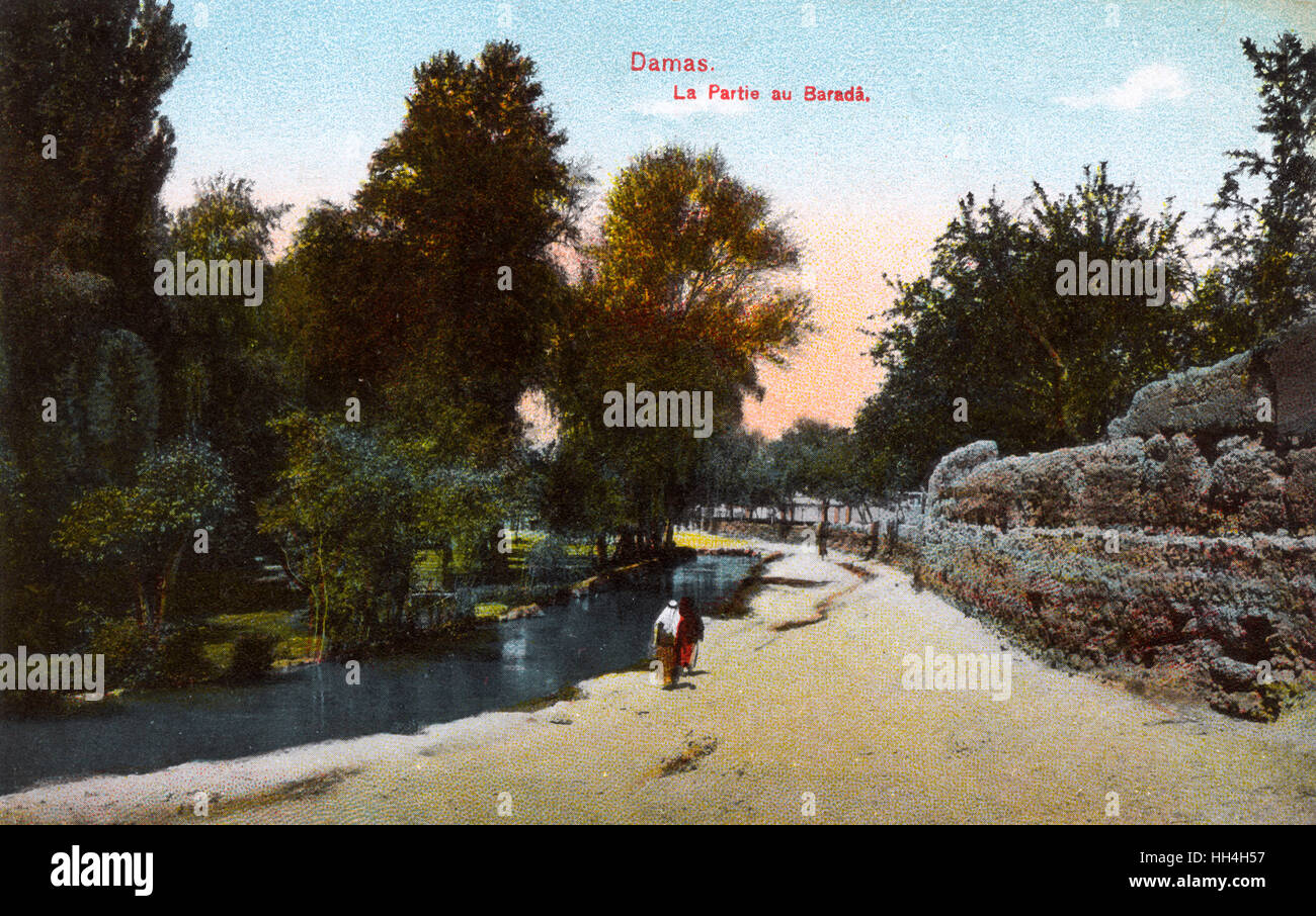 Damaskus, Syrien - Der Barada-Fluss Stockfoto