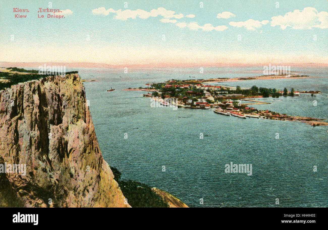 Der Dnieper River in voller Gezeitenhöhe - Kiew, Ukraine Stockfoto