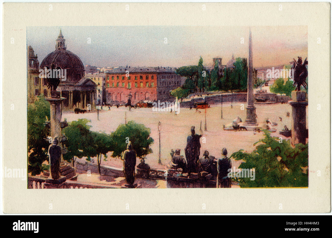 Italien, Rom - Piazza del Popolo (Volksplatz) Stockfoto