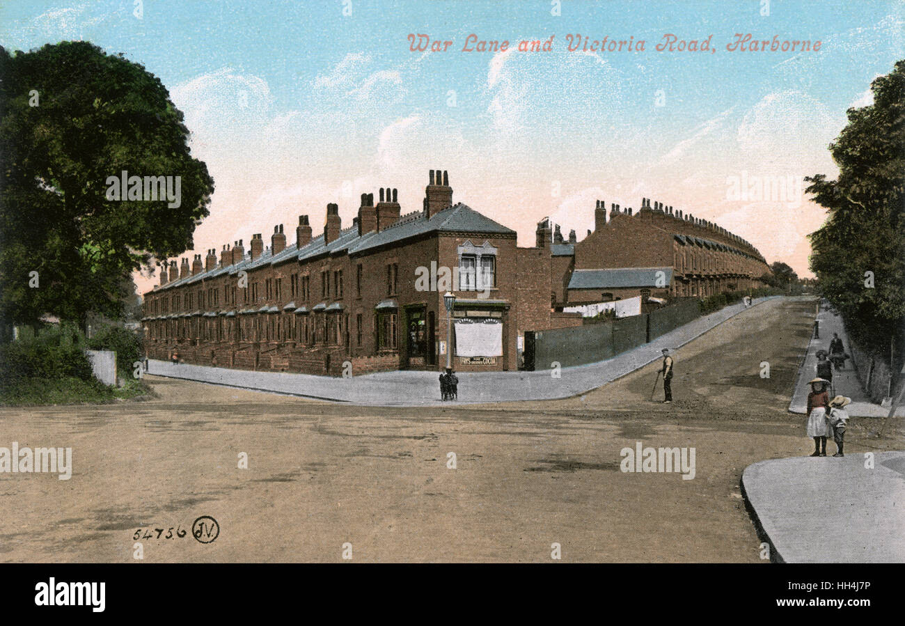 Krieg-Lane und Victoria Road, Harborne, Birmingham, West Midlands. Stockfoto