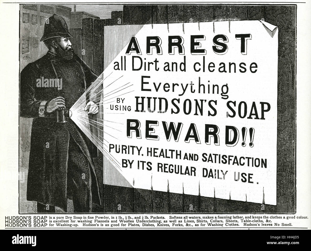 Werbung für Hudson's Soap 1889 Stockfoto