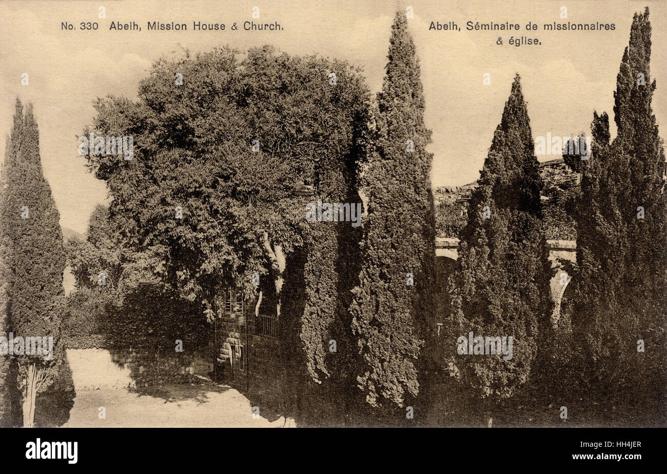 Missionshaus Abeih und Kirche, Libanon Stockfoto