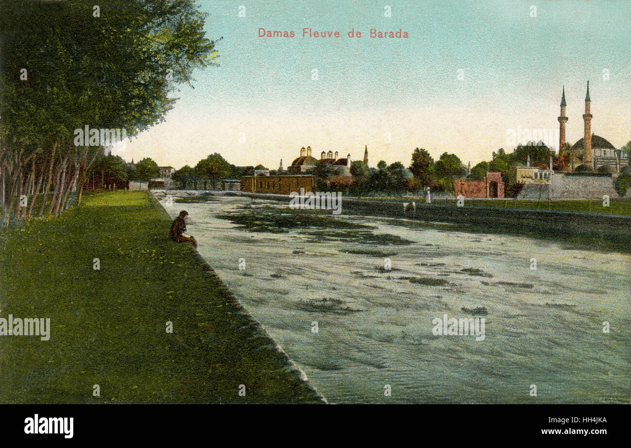 Barada River in Damaskus, Syrien Stockfoto
