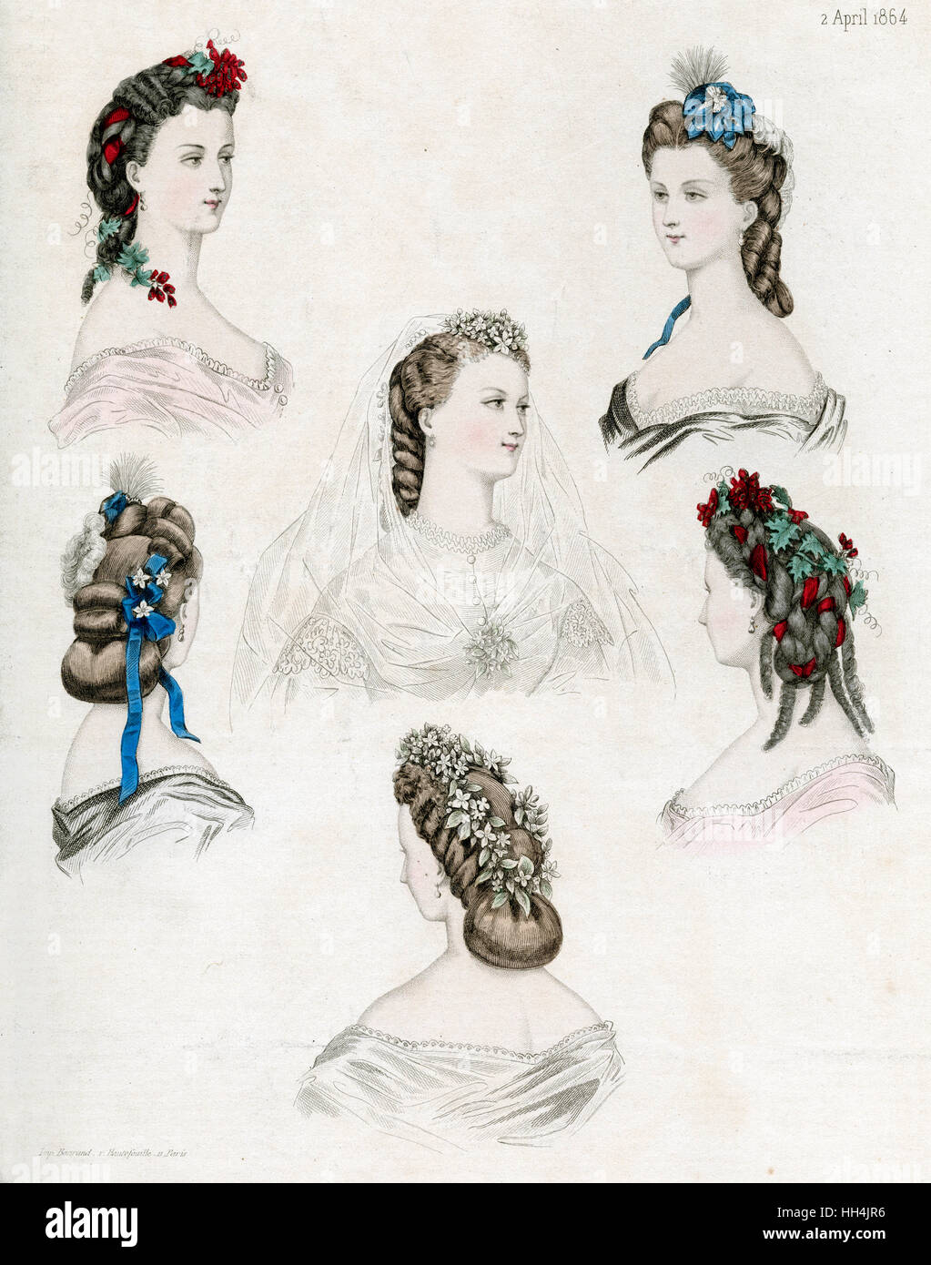 Frisuren für Damen 1864 Stockfoto