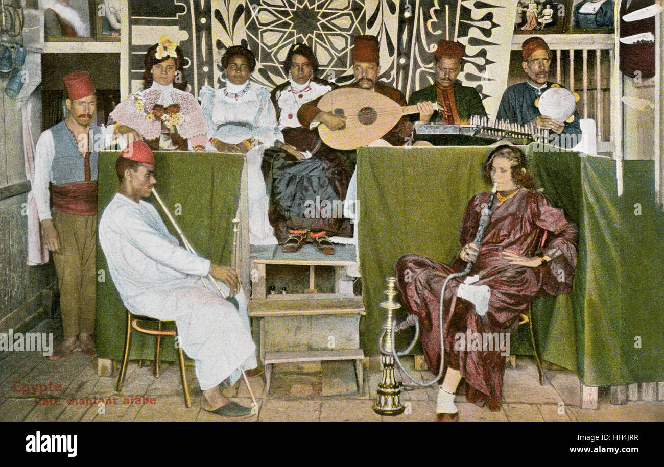 Musikgruppe in einem arabischen Café in Ägypten Stockfoto