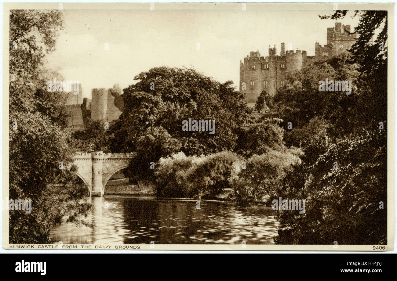 Alnwick, Northumberland - Burg von der Molkerei Stockfoto