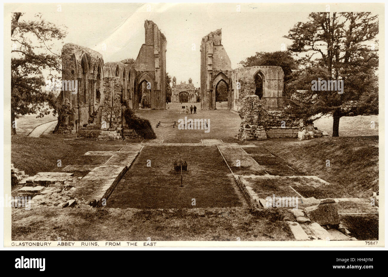 Glastonbury, Somerset - Abtei-Ruinen aus dem Osten Stockfoto